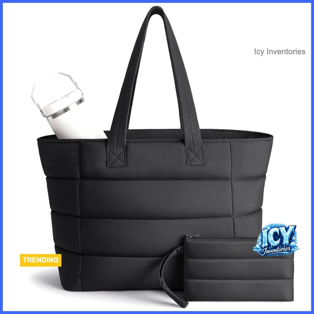 Lightweight Puffy Shoulder Tote Bag for Travel Work Gym Laptop